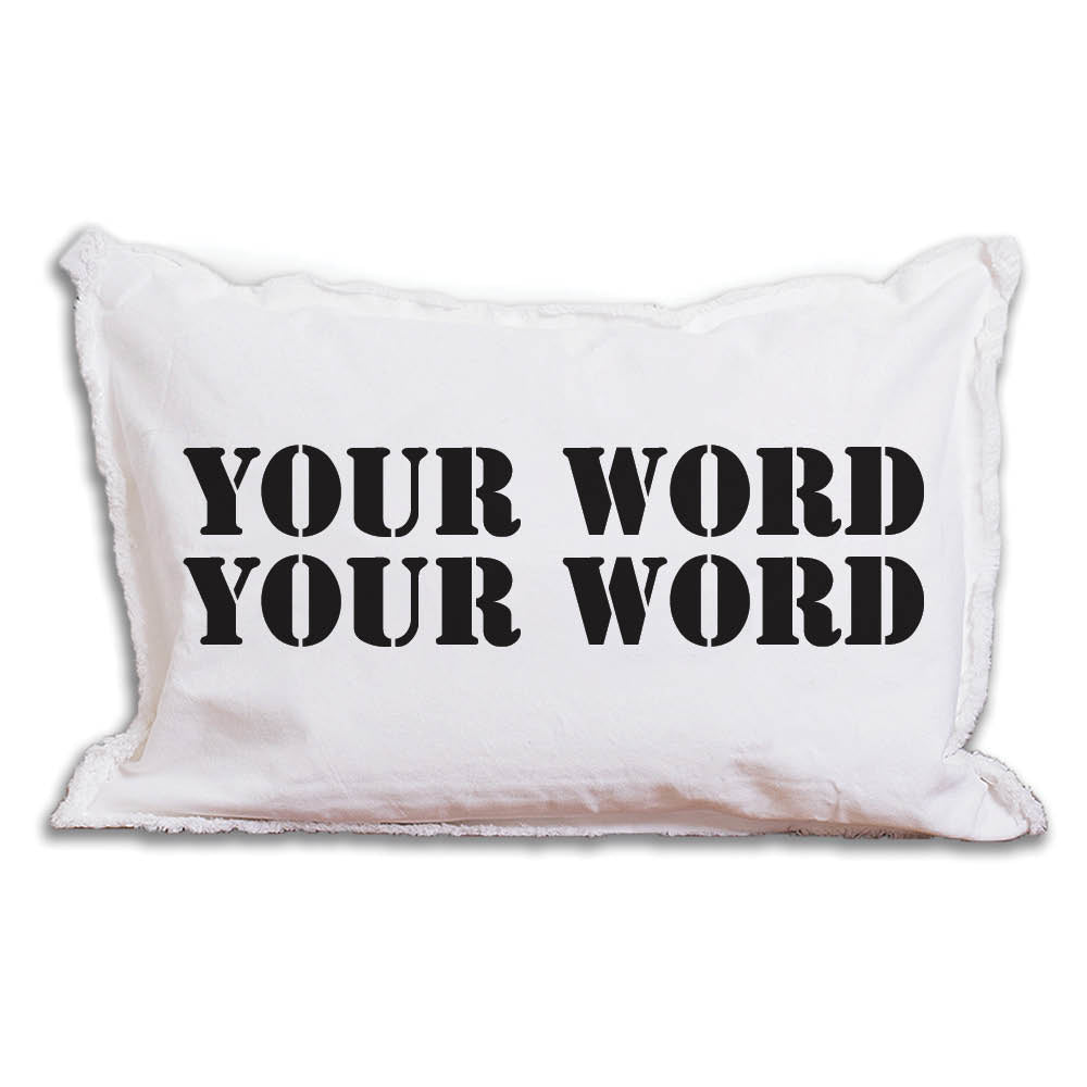Your Word Two Lines Stencil Lumbar Pillow Rustic Marlin Home
