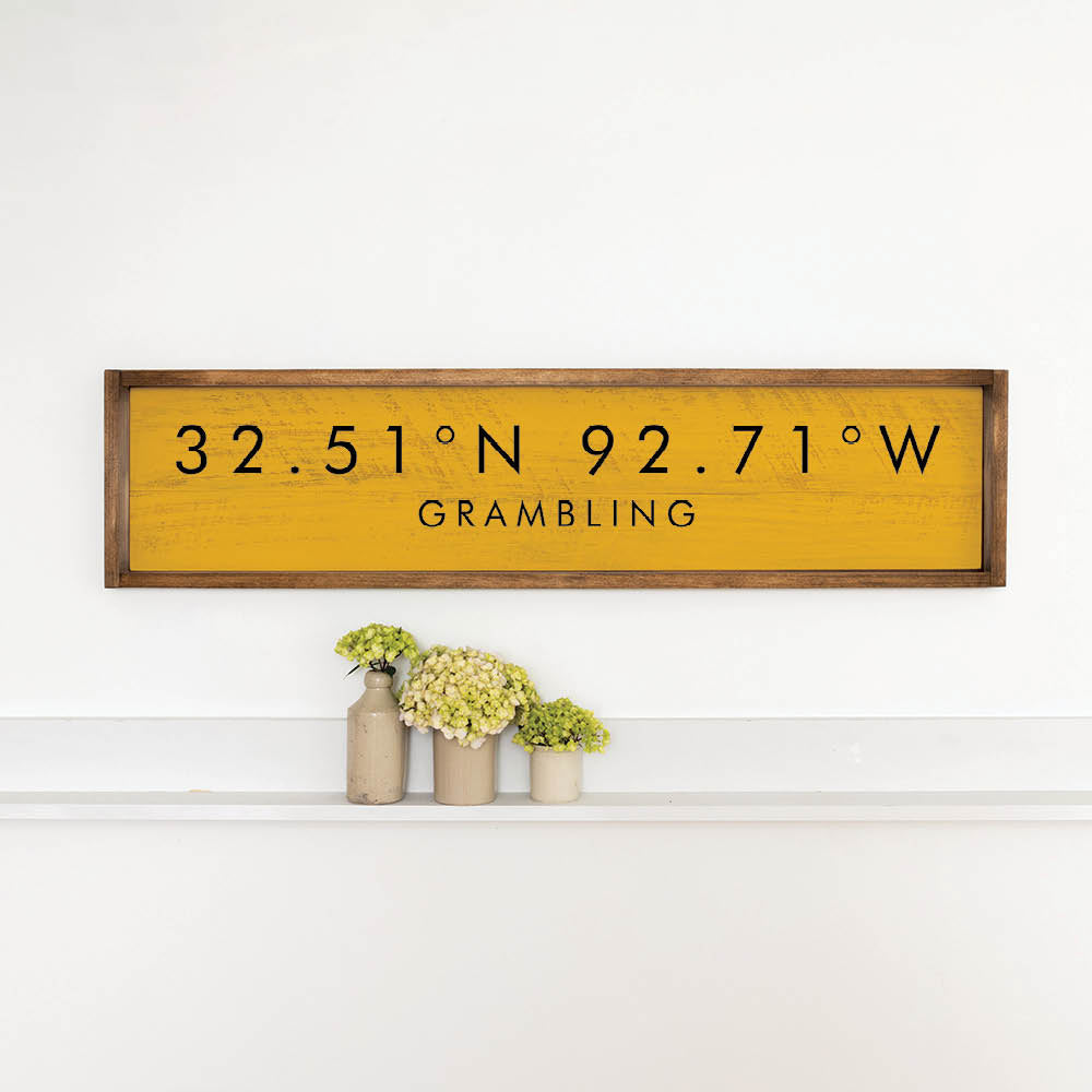 Coordinates Framed Barnwood Sign