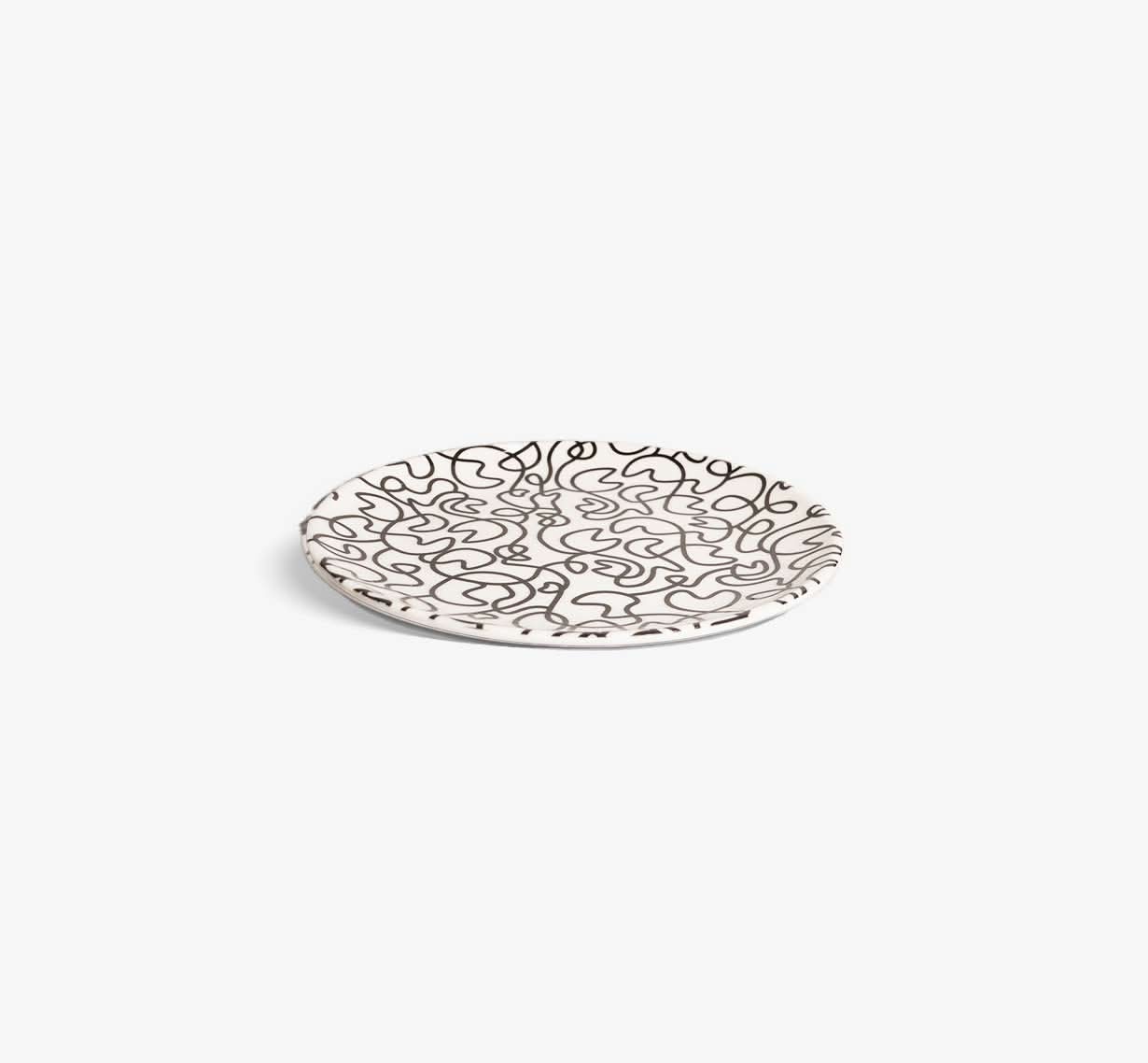 Black & White Squiggly Dinner Plate Set of 4