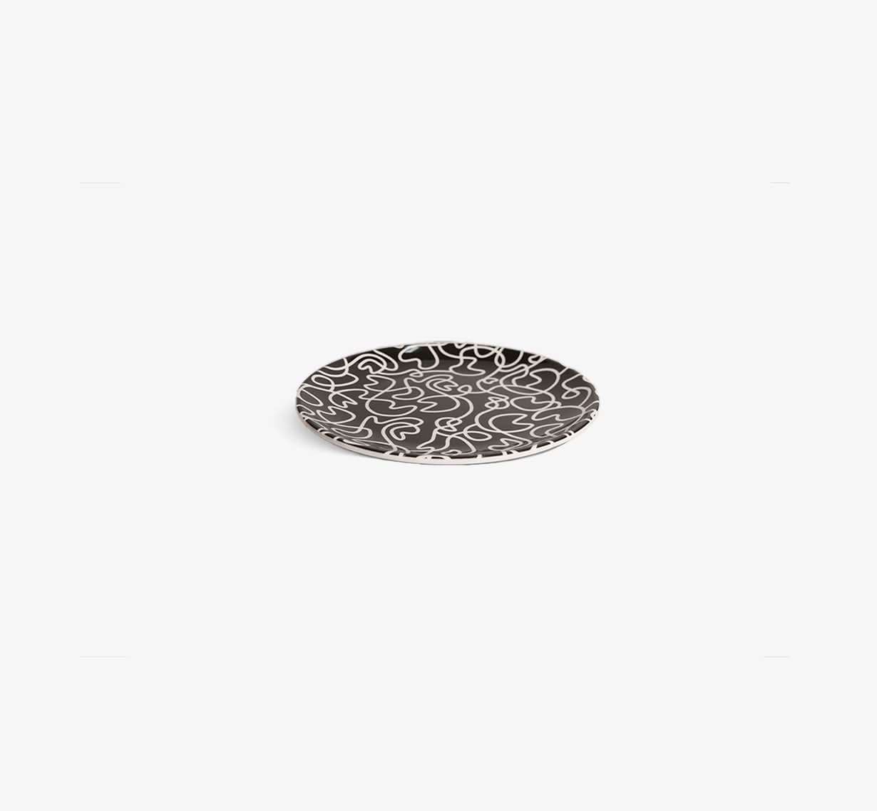 Black & White Squiggly Salad Plate Set of 4