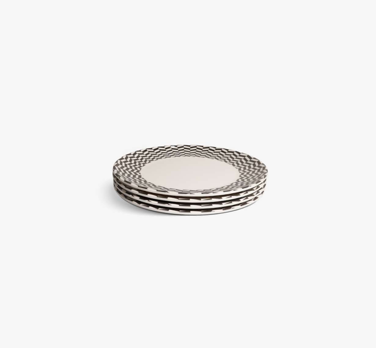 Black & White Chevron Dinner Plate Set of 4