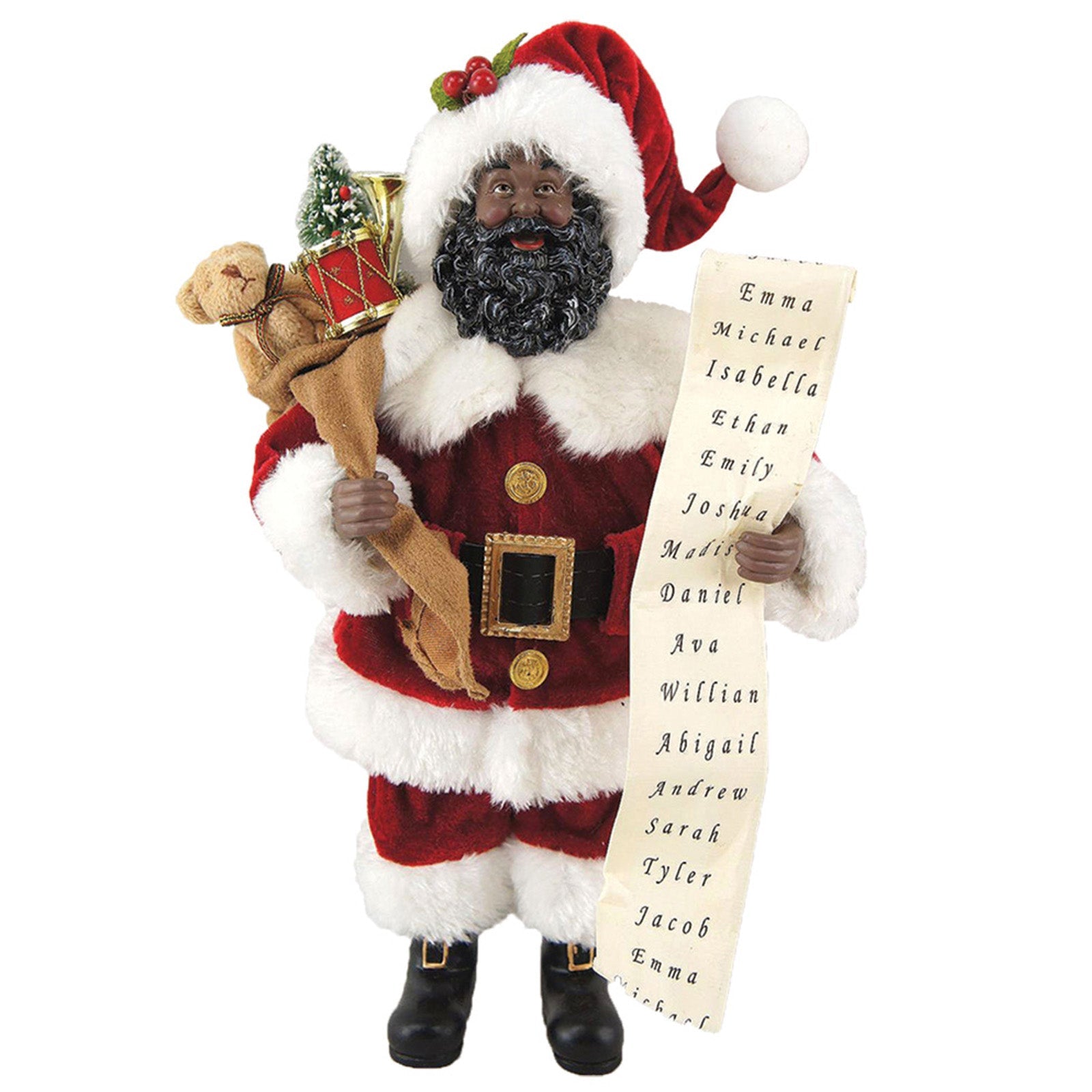 12" African American Santa With His List