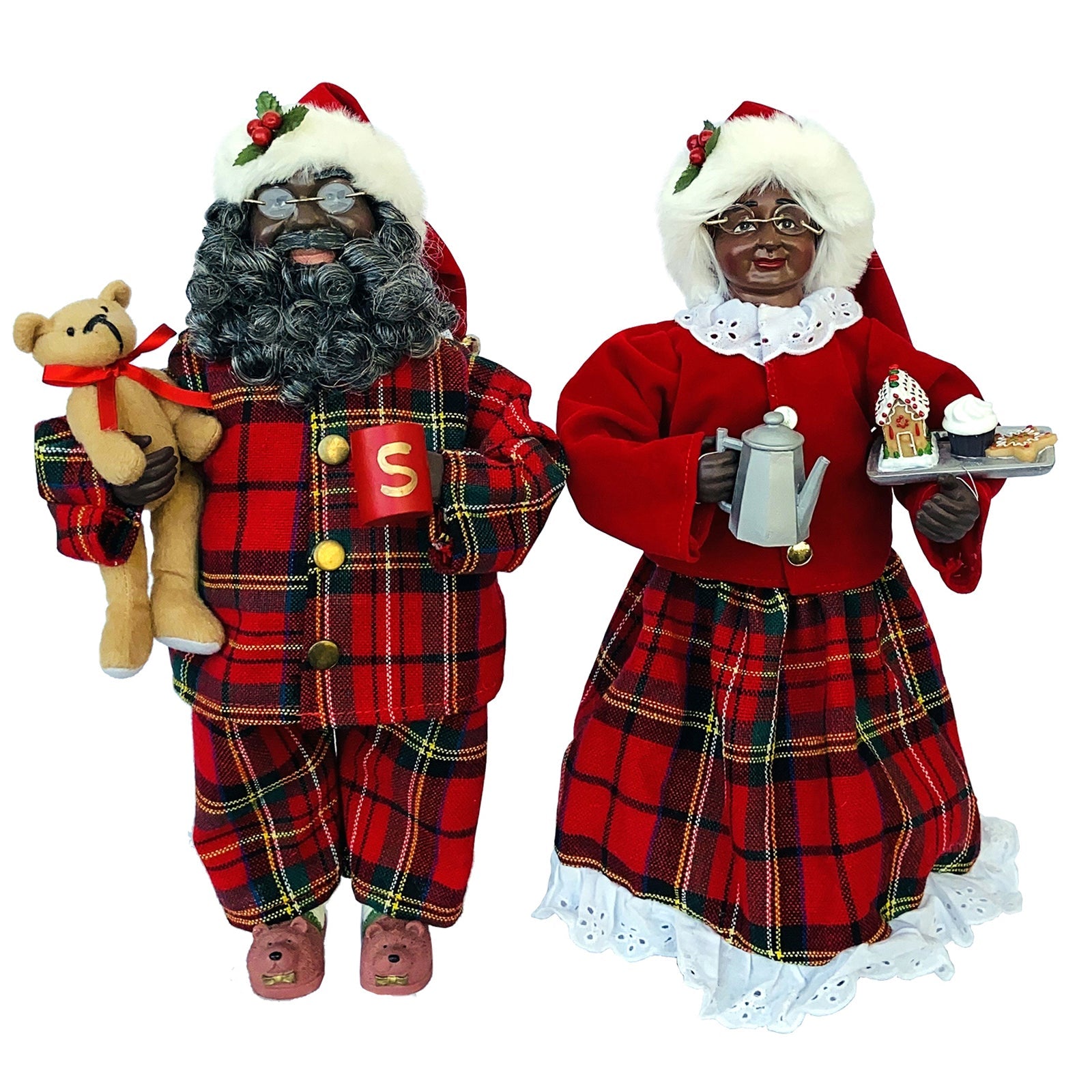 15" African American Pajama Mr. & Mrs. Claus