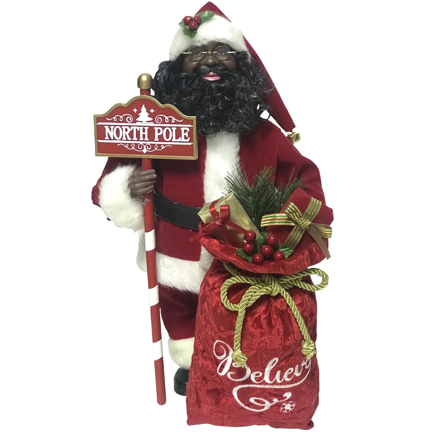 15" Black North Pole Santa