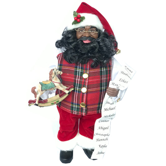 15" Black Santa With Horse