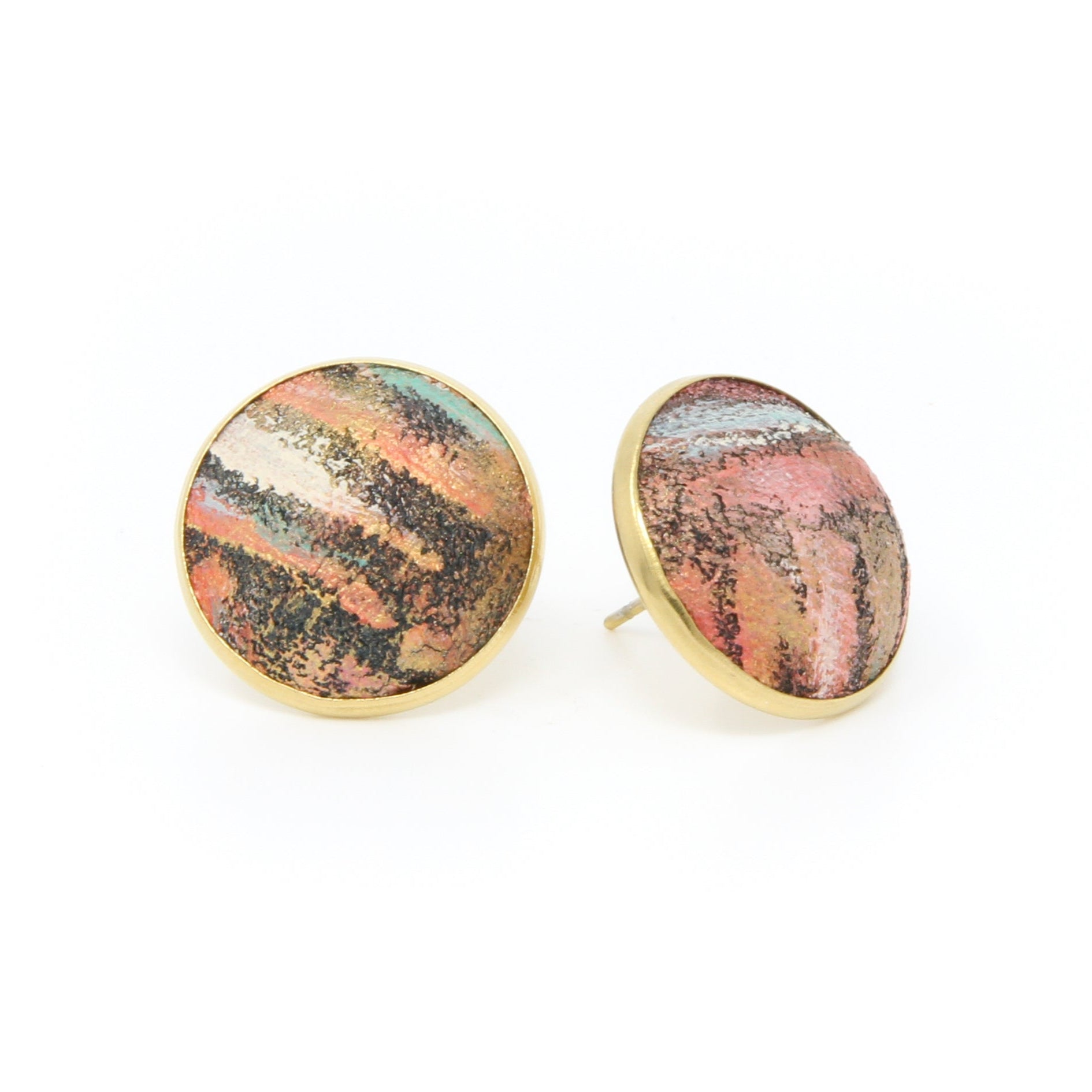 Button Earrings | Hand-Painted by Jeanetta Gonzales