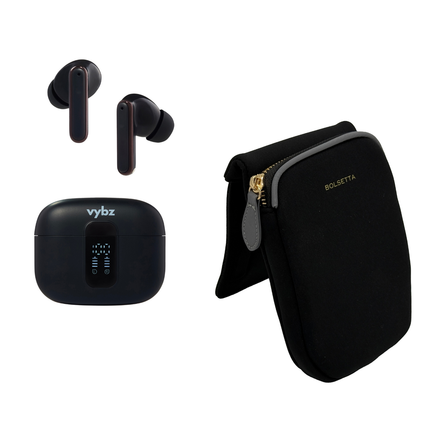 Vybz True Wireless Earbuds with Magnetic Accessories Hip-Pouch