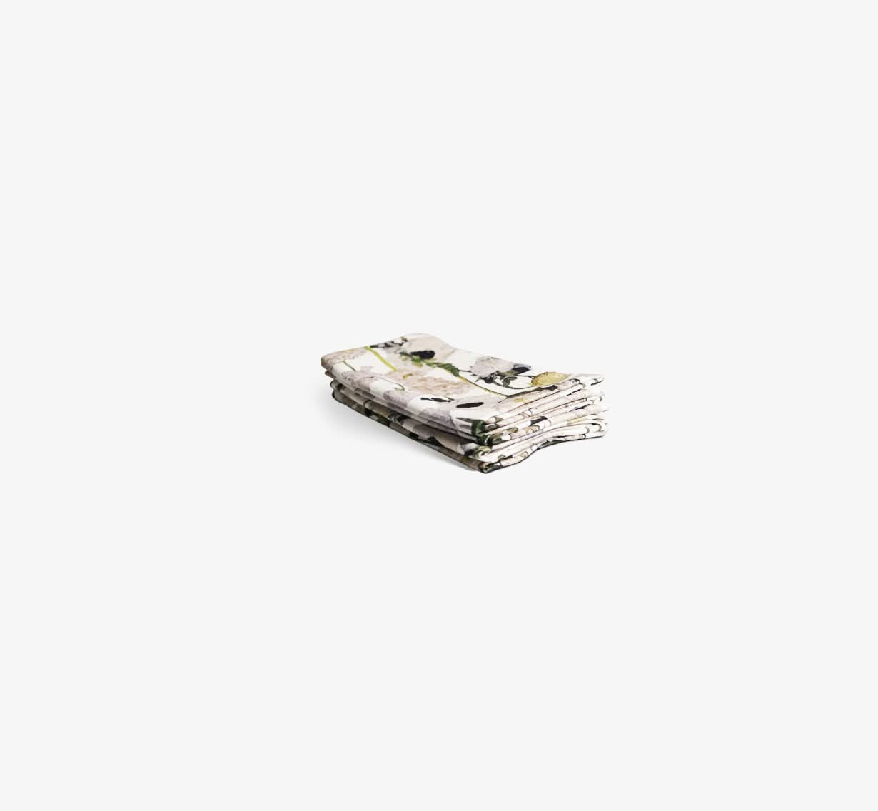 Cream Floral Garden Faux Linen Napkin Set of 4