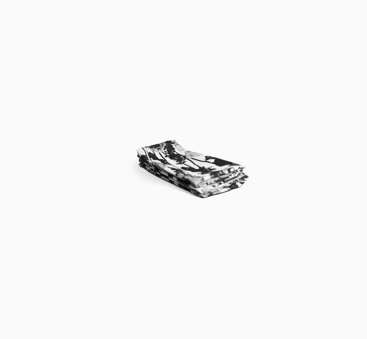 Grayscale Floral Garden Faux Linen Napkin Set of 4