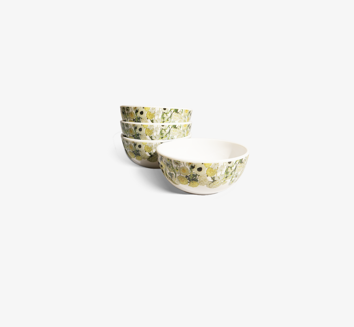 Cream Floral Garden Melamine Bowl Set of 4