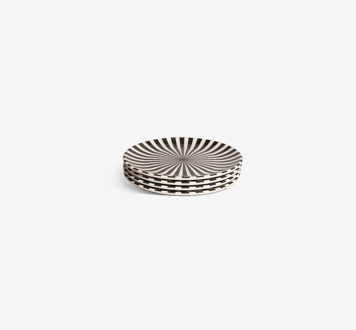 Black & White Starburst Salad Plate Set of 4