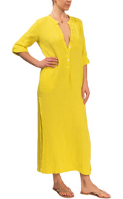 Tracey Caftan - Chartreuse Cotton Bubble Gauze