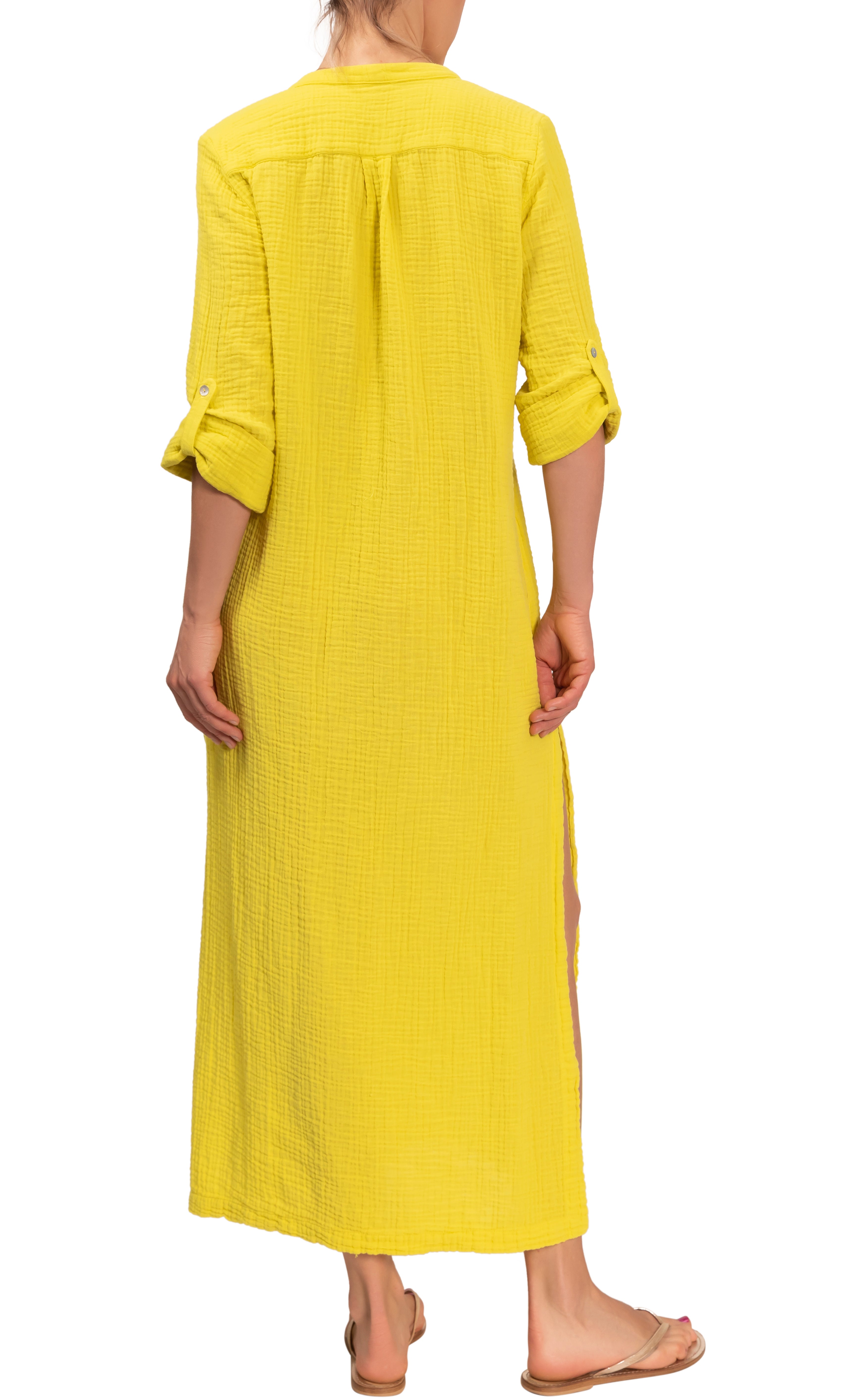 Tracey Caftan - Chartreuse Cotton Bubble Gauze