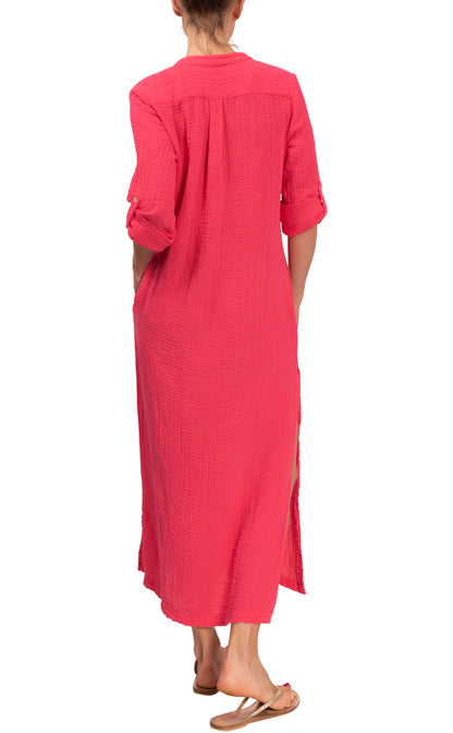 Tracey Caftan - Dragon Fruit Cotton Bubble Gauze