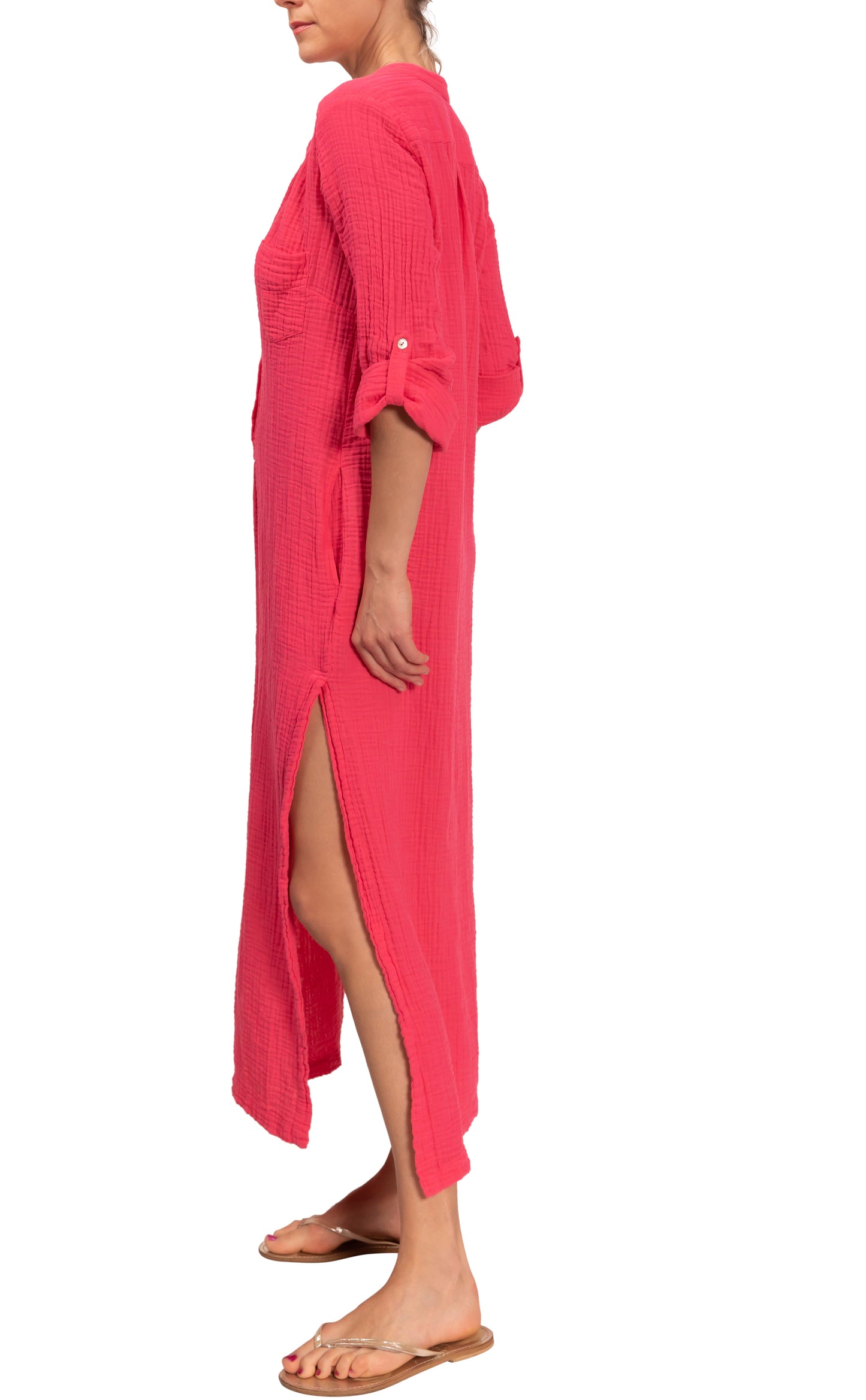 Tracey Caftan - Dragon Fruit Cotton Bubble Gauze