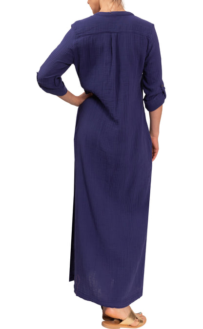 Tracey Caftan - Indigo Cotton Bubble Gauze