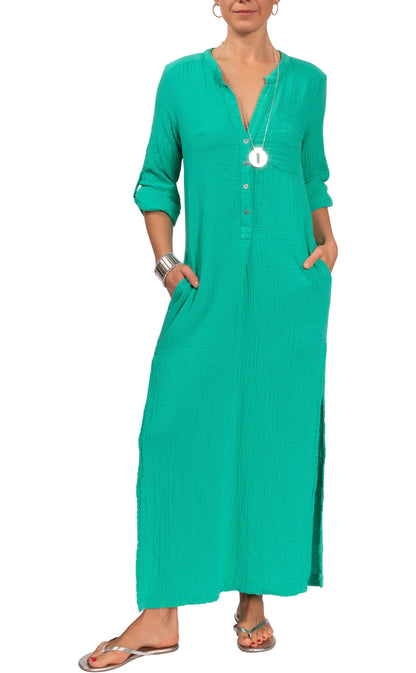 Tracey Caftan - Malachite Cotton Bubble Gauze