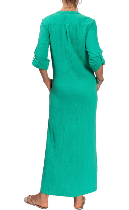 Tracey Caftan - Malachite Cotton Bubble Gauze