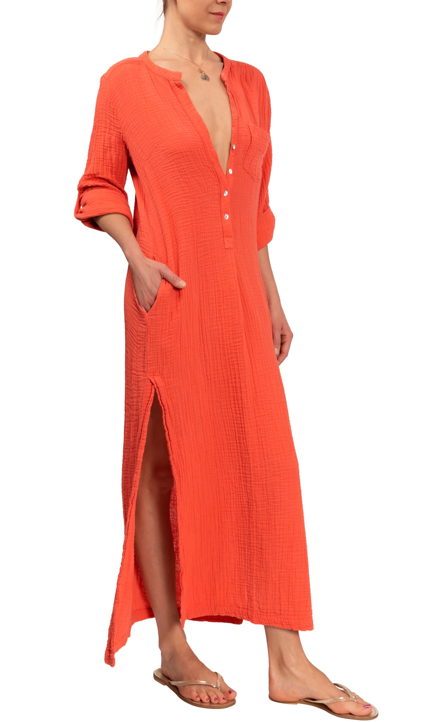 Tracey Caftan - Satsuma Cotton Bubble Gauze