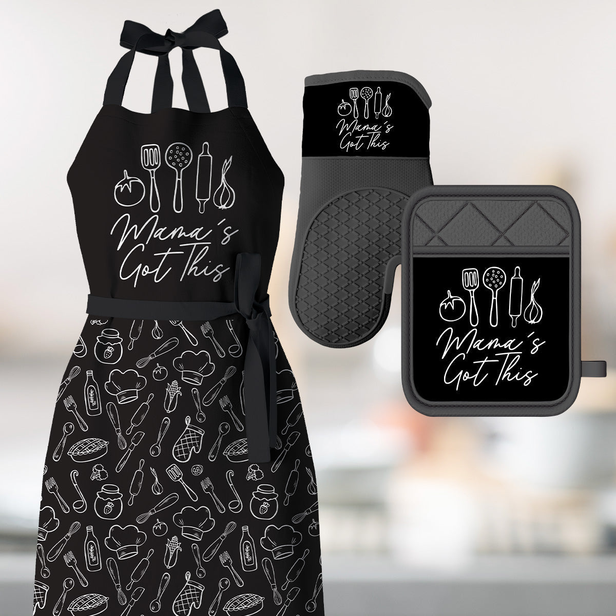 Apron, Mitt & Pot Holder Set