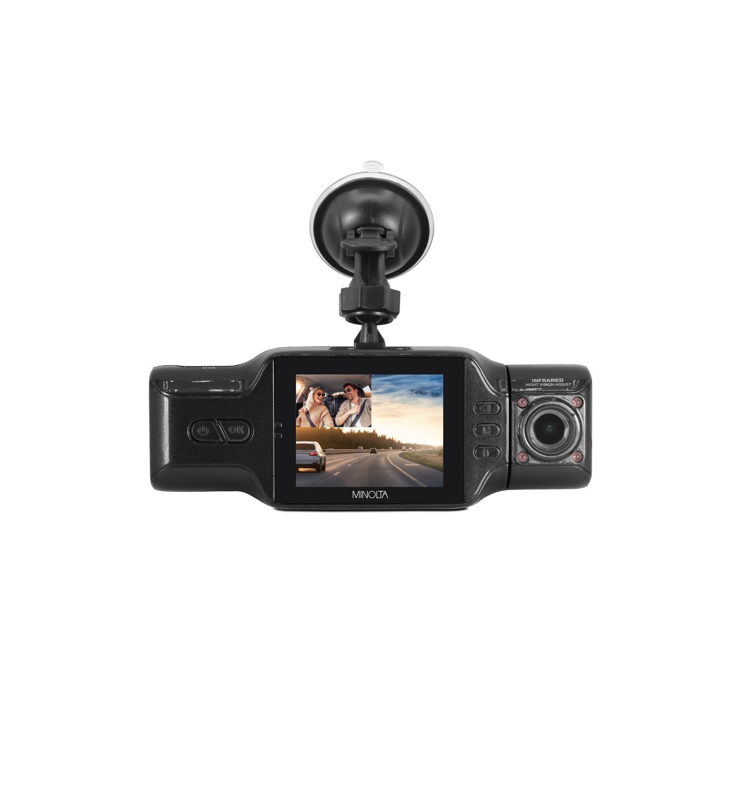 Minolta MNCD200NW 2-Channel 1080P Dash Camera w/2.0" LCD, WiFi & Interior Camera