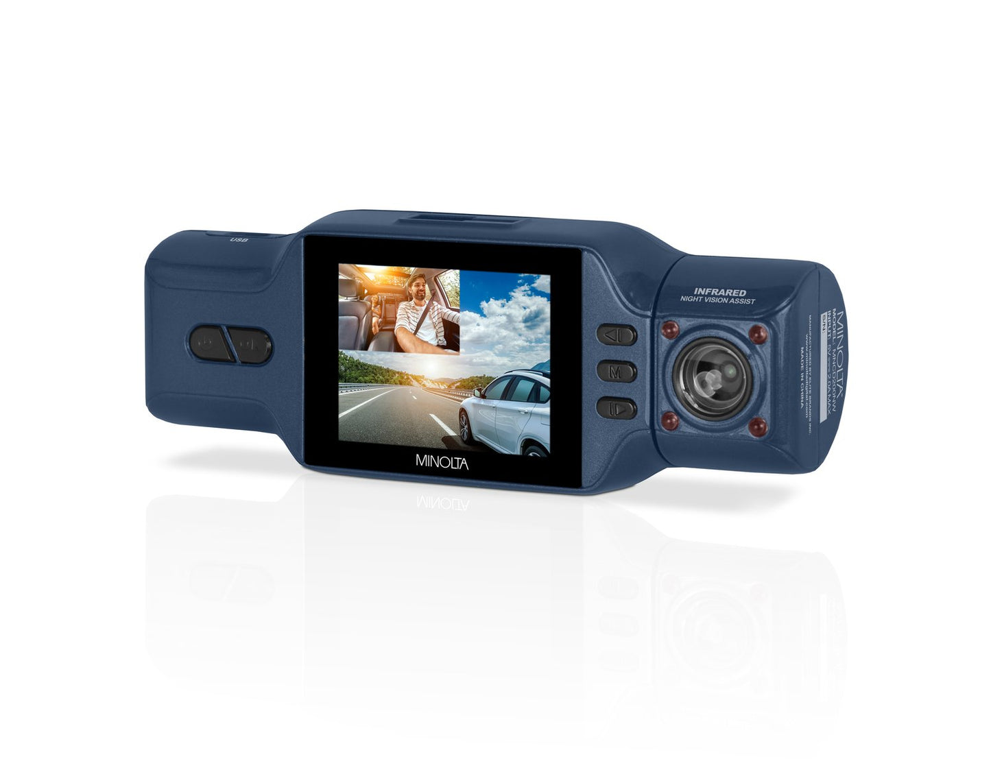 Minolta MNCD200NW 2-Channel 1080P Dash Camera w/2.0" LCD, WiFi & Interior Camera