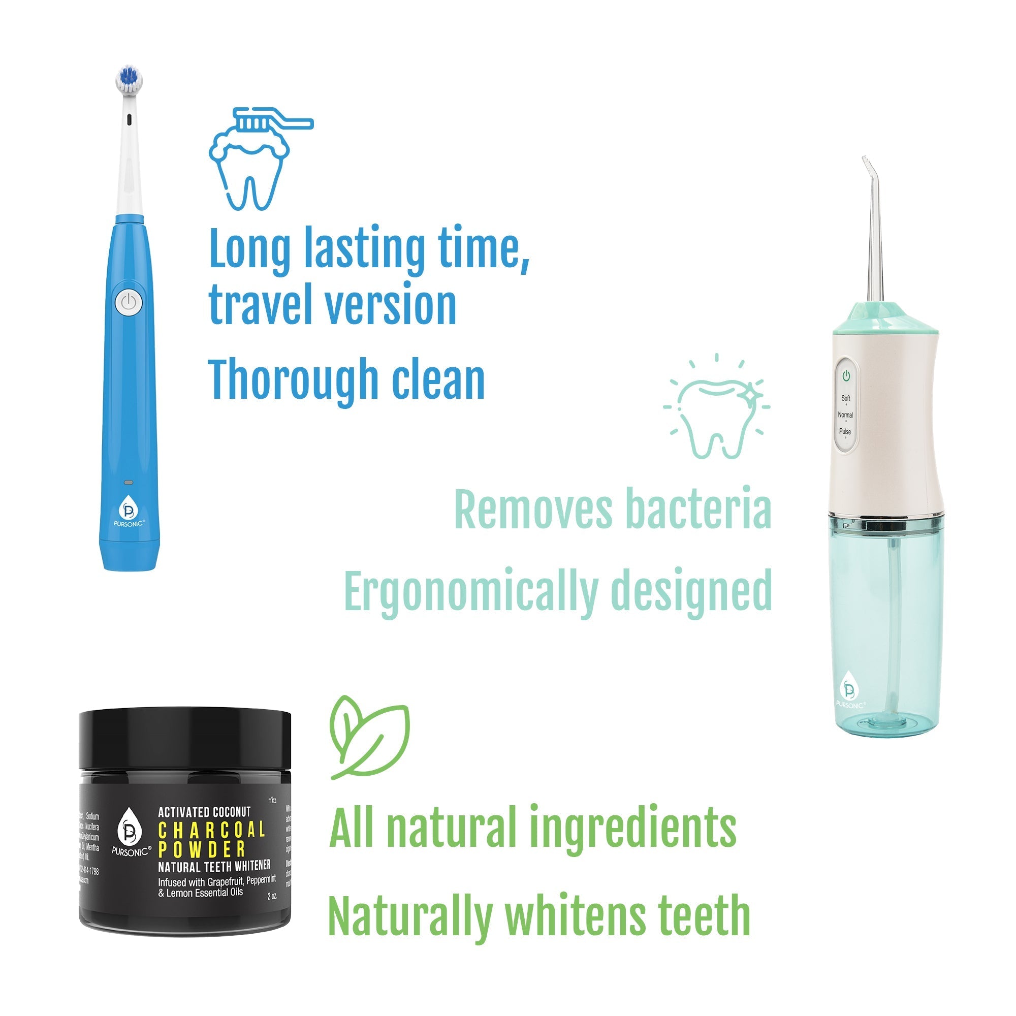 Complete Dental Care Power Pack | Electric Toothbrush, Water Flosser & Whitening Powder