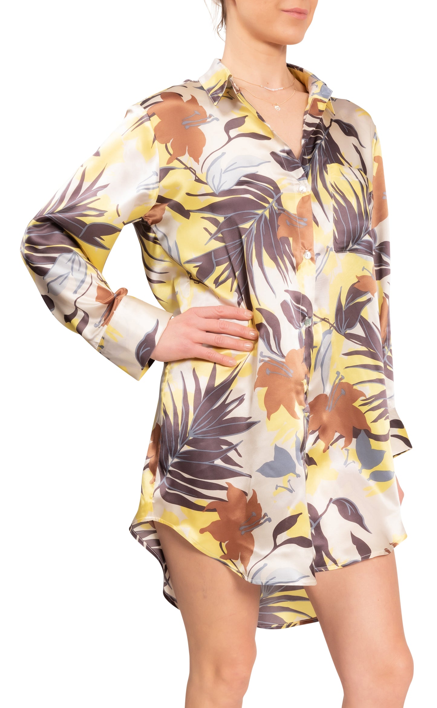 Rick Boyfriend Night Shirt - Tropical Foliage