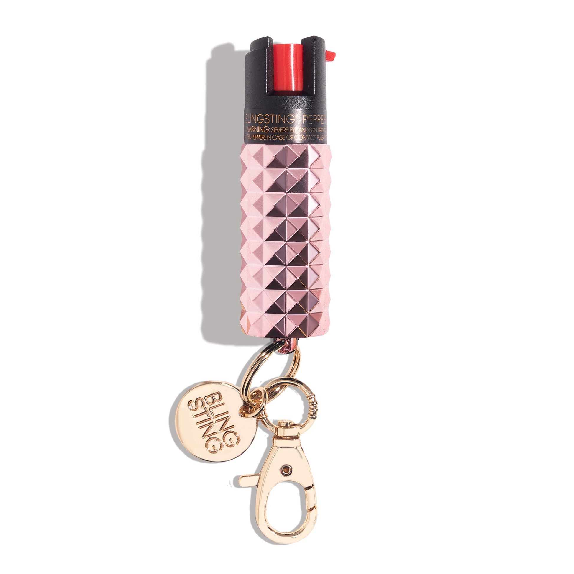 blingsting.com Safety Keychain Millennial Pink Studded Pepper Sprays