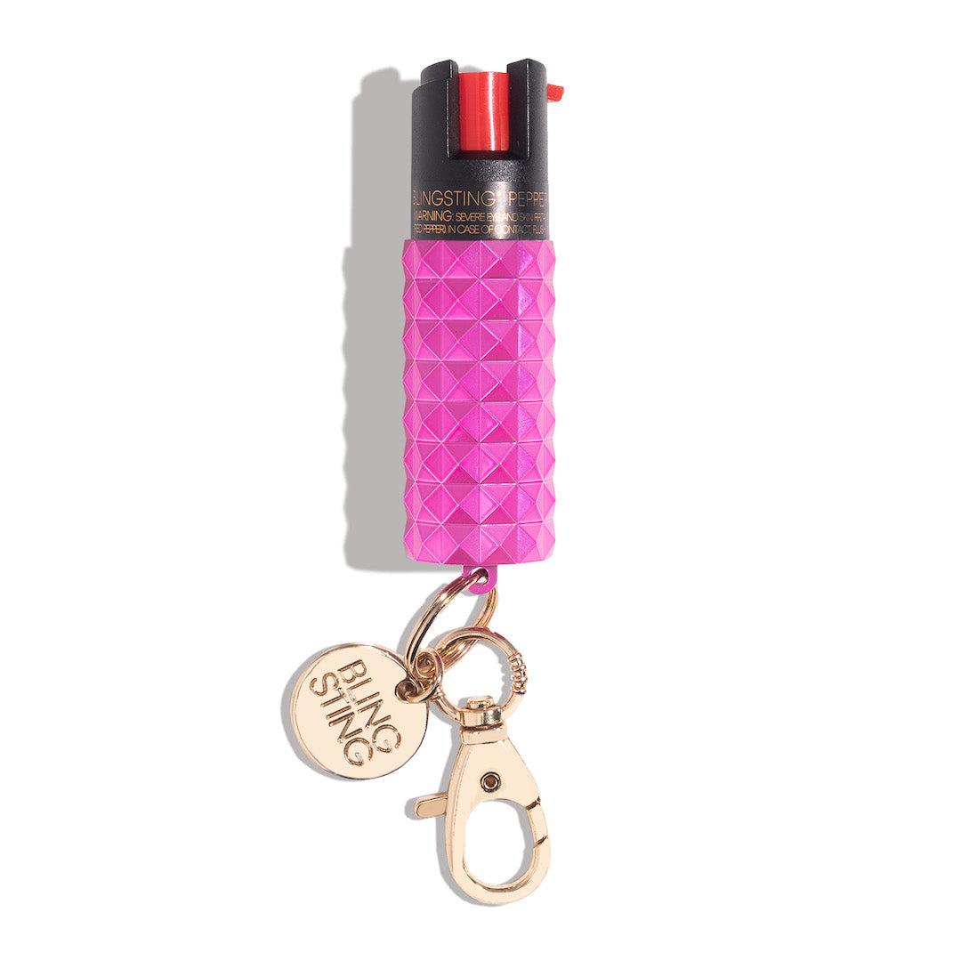 blingsting.com Safety Keychain Pink Stud Studded Pepper Sprays