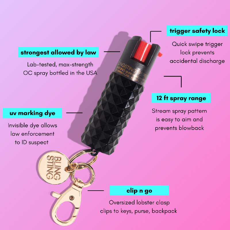 blingsting.com Safety Keychain Studded Pepper Spray | 2 Pack