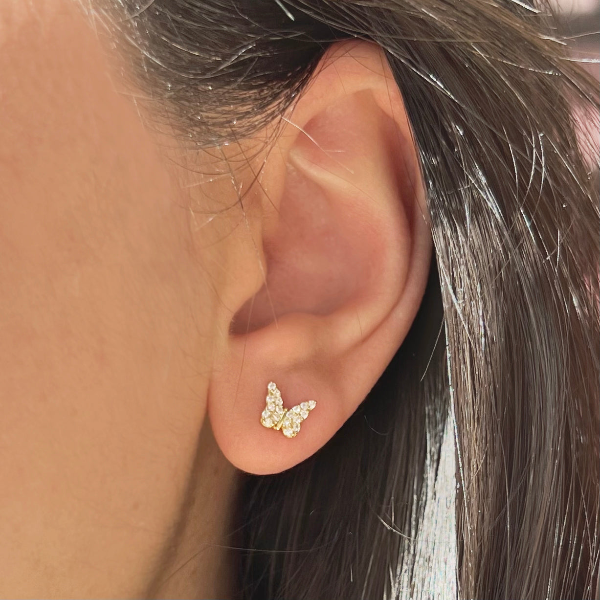 butterfly crystal stud earrins lifestyle