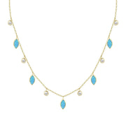 opal drops of spring necklace in blue opal gold