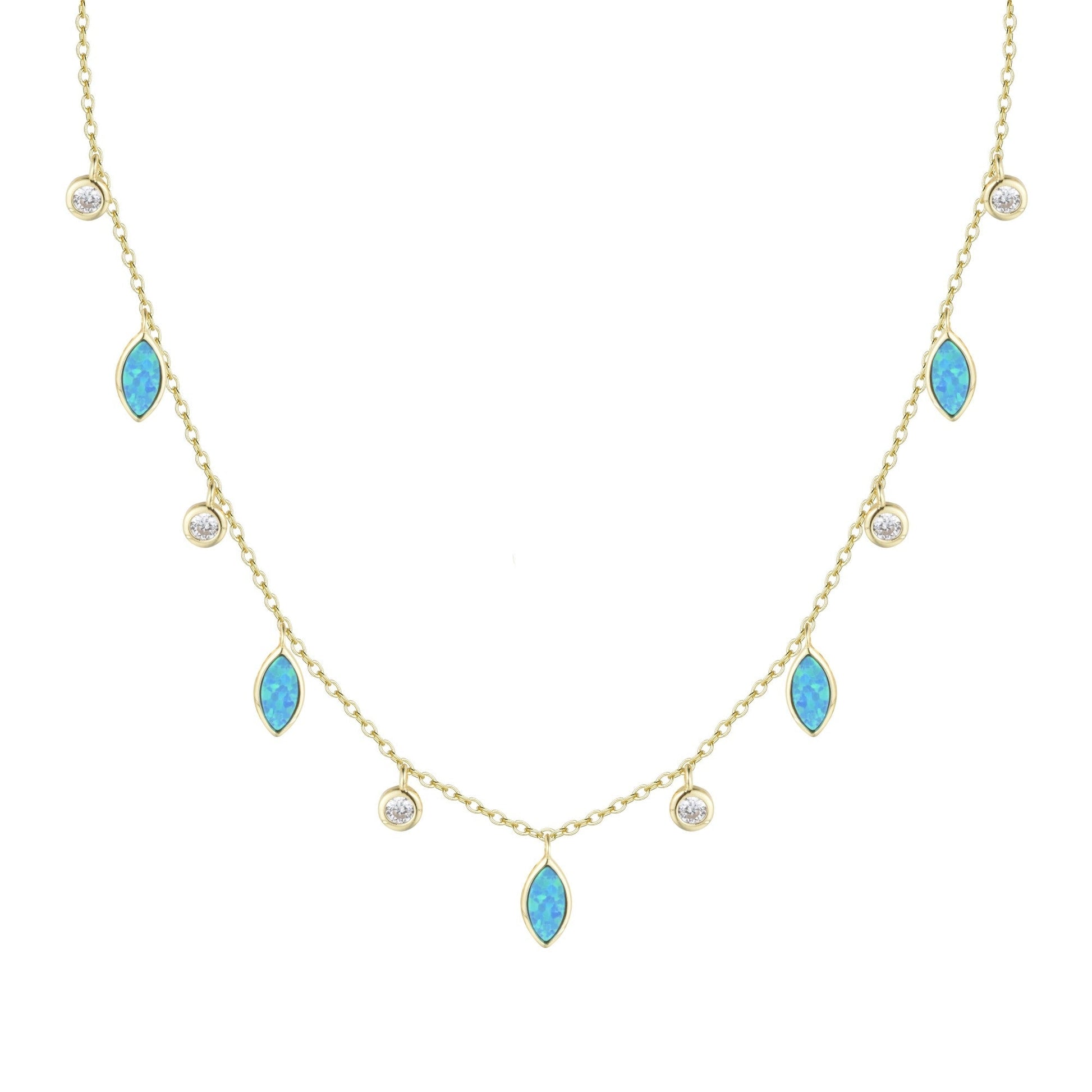 opal drops of spring necklace in blue opal gold