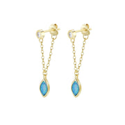 full swing opal earrings blue green opal gold