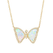 Mini Butterfly Necklace with Diamonds - Galaxy Opal