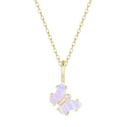 mini opal butterfly charm necklace lavender