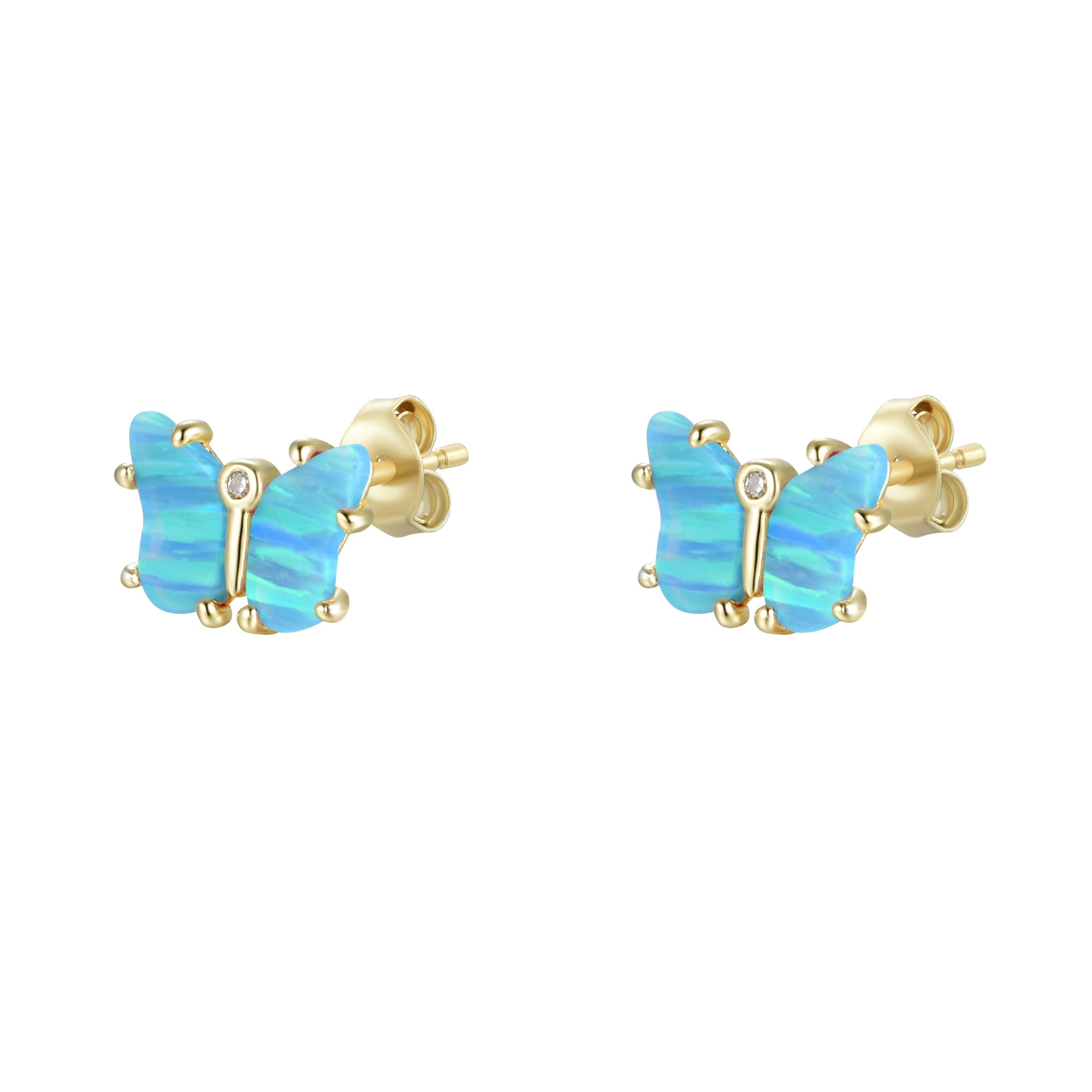 Opal Butterfly Stud Earrings - Blue