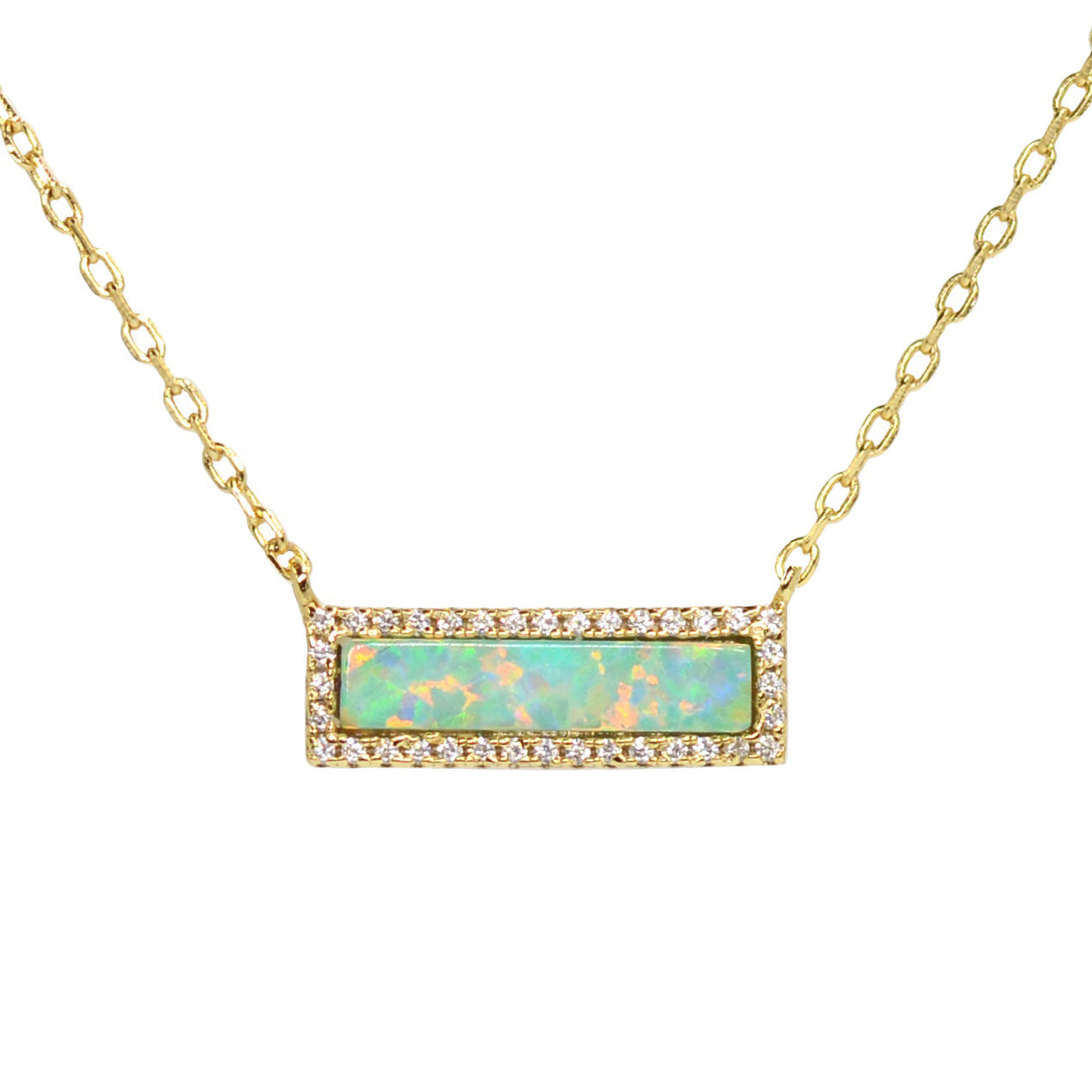 Reflection Opal Bar Necklace - Light Green