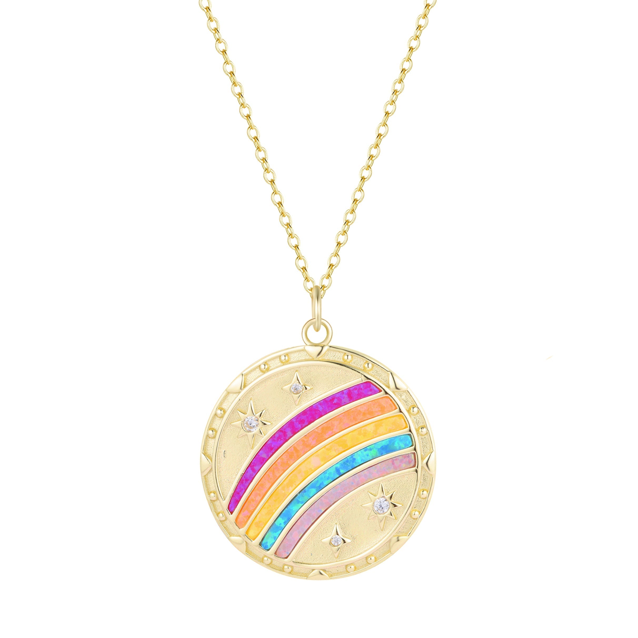 rainbow opal medallion necklace hope