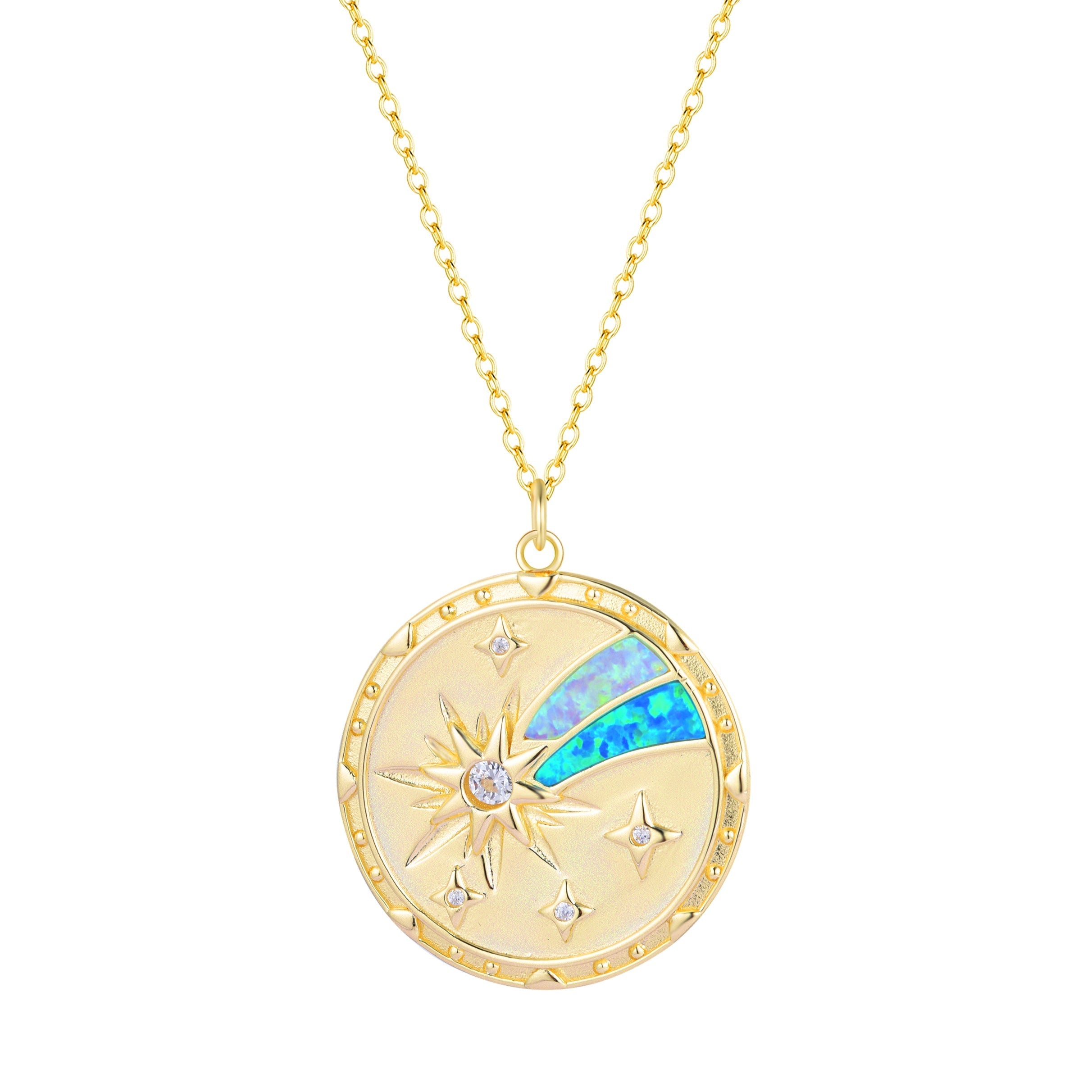 shooting star opal medallion necklace wish