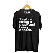 Torn between eating a snack and being a snack - Cotton Crew Neck