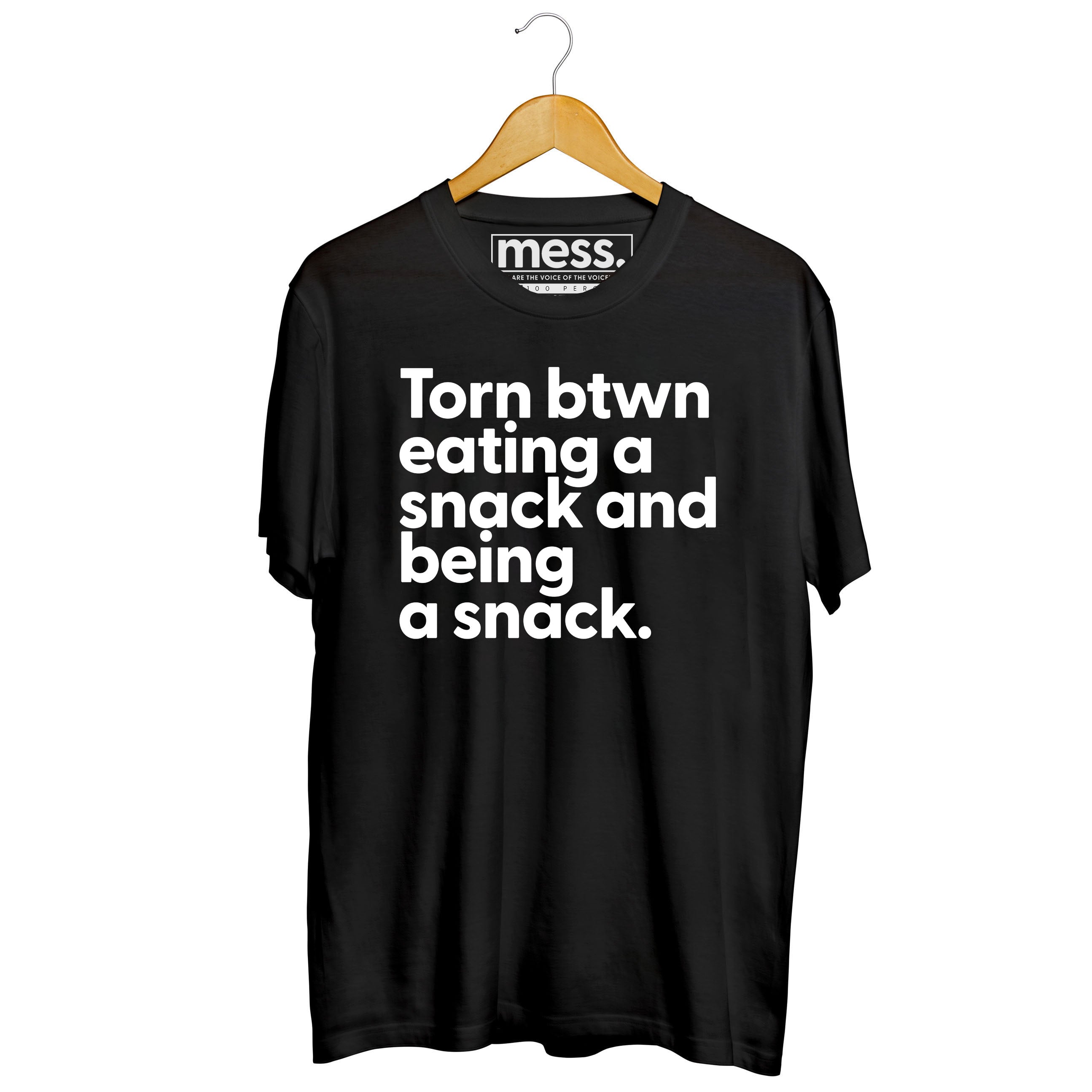 Torn between eating a snack and being a snack - Cotton Crew Neck